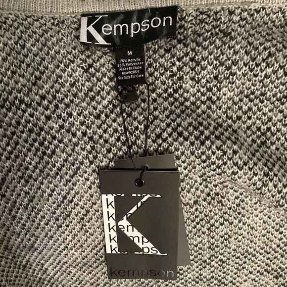 Kempson Sweater Cardigan, Black, Grey & White Plaid w/ Front Button Pockets, M - Picture 7 of 9